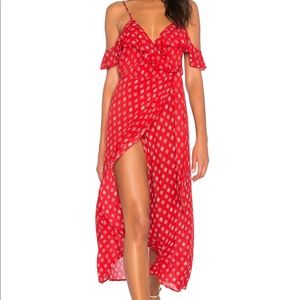 Band of Gypsies Medium Red Wrap Midi Dress